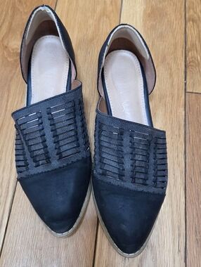 Miim D’orsay Tab Basket Weave Woven Leather Flats